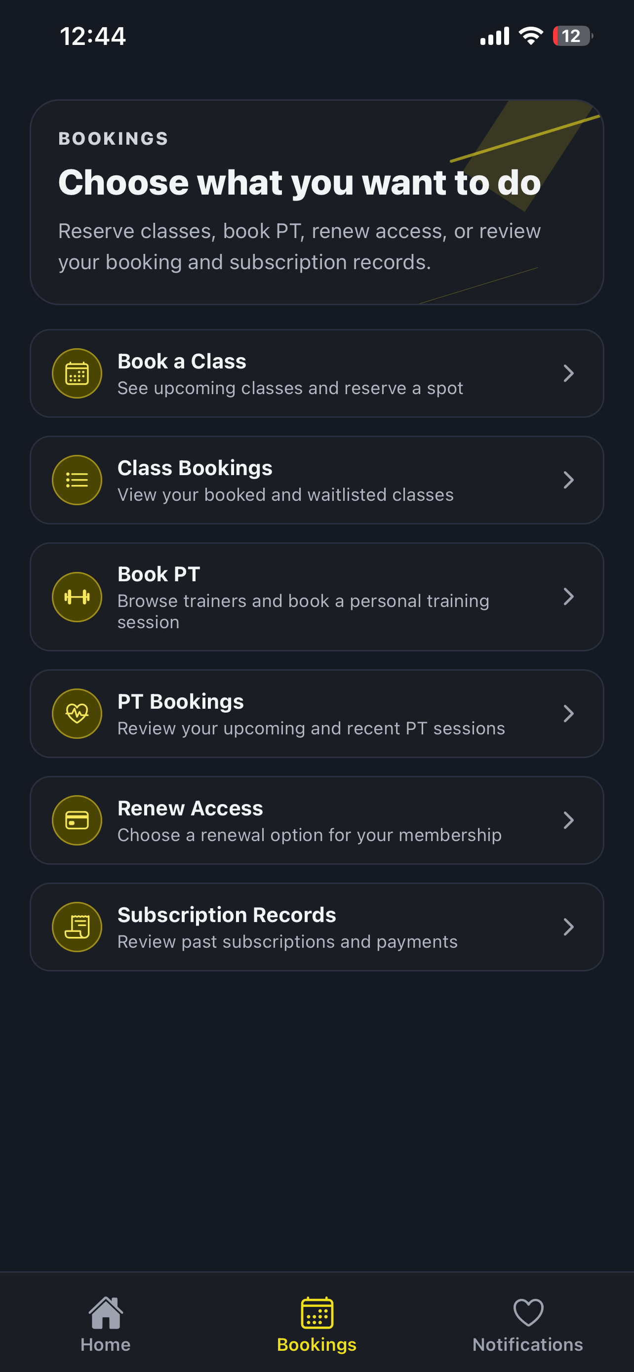 White-label ClubCore mobile app screenshot